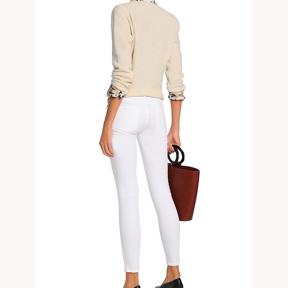 Frame Denim Distressed Ripped White Mid-rise Skinny Stretch Jeans, 25 - Picture 3 of 12